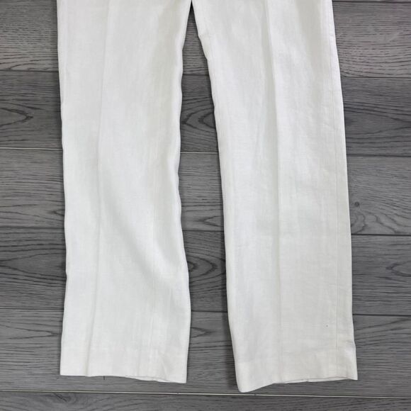 Lafayette 148 Barrow Women Size 4 Cream Linen Straight Leg Pants Trouser Office - Picture 12 of 13